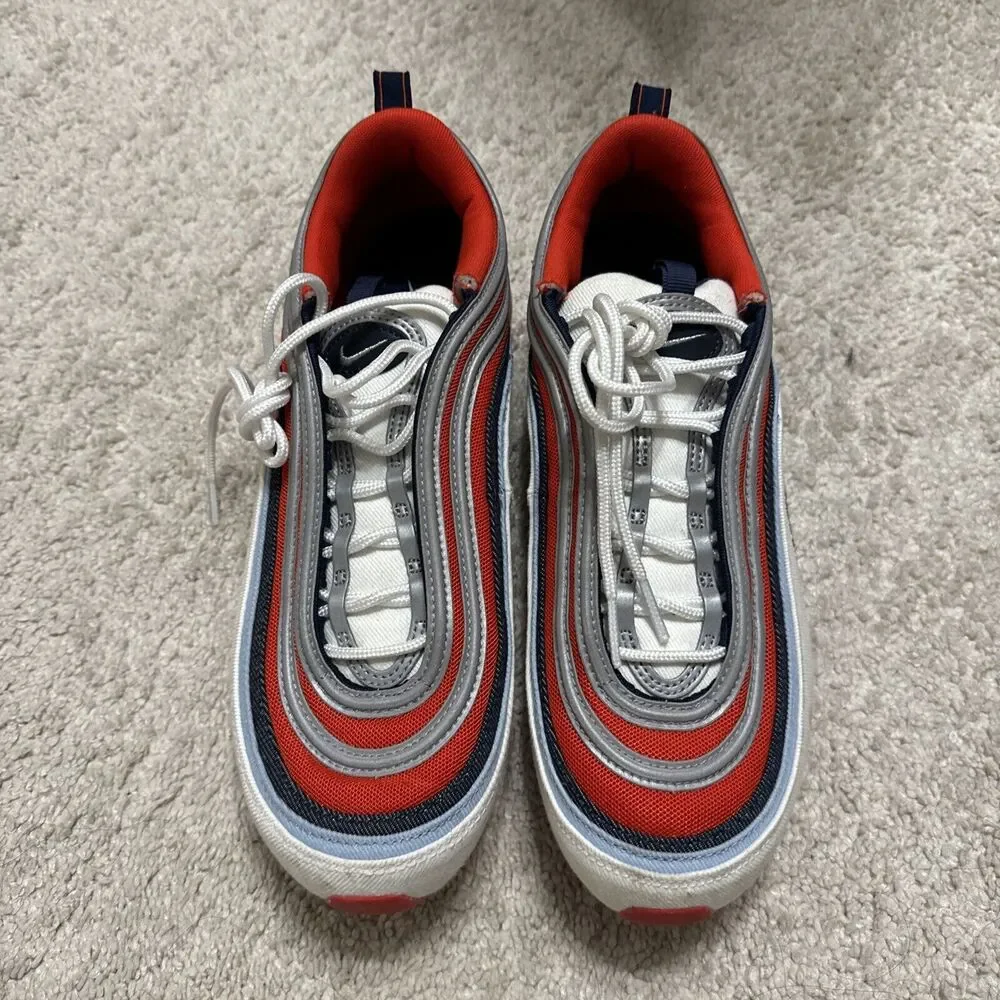 Nike Men AIR MAX 97  DJ5171-600 Athletic Sneakers  RED WHITE Shoes Size 10