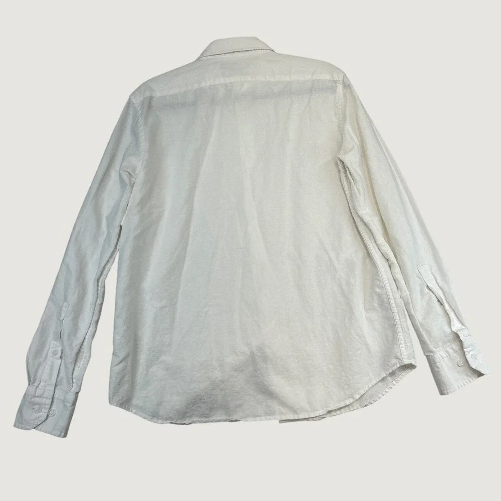 Banana Republic Shirt Mens M White Linen Blend Untucked Fit Long Sleeve