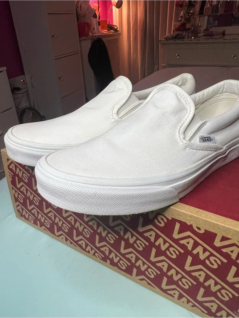 Vans White Classic Slip-On Canvas Loafers