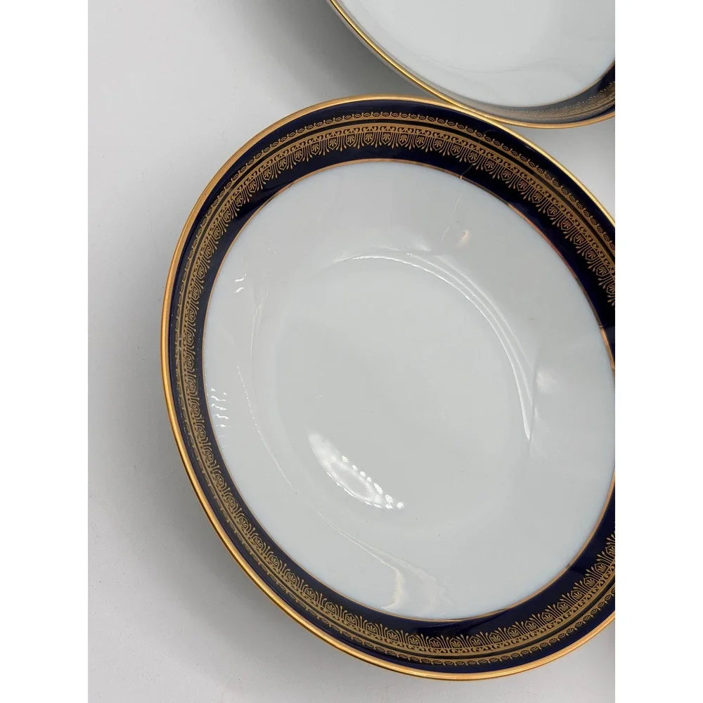 Noritake Legacy Vienna 2796 Fruit Dessert Bowls Cobalt Blue Gold Set of 4