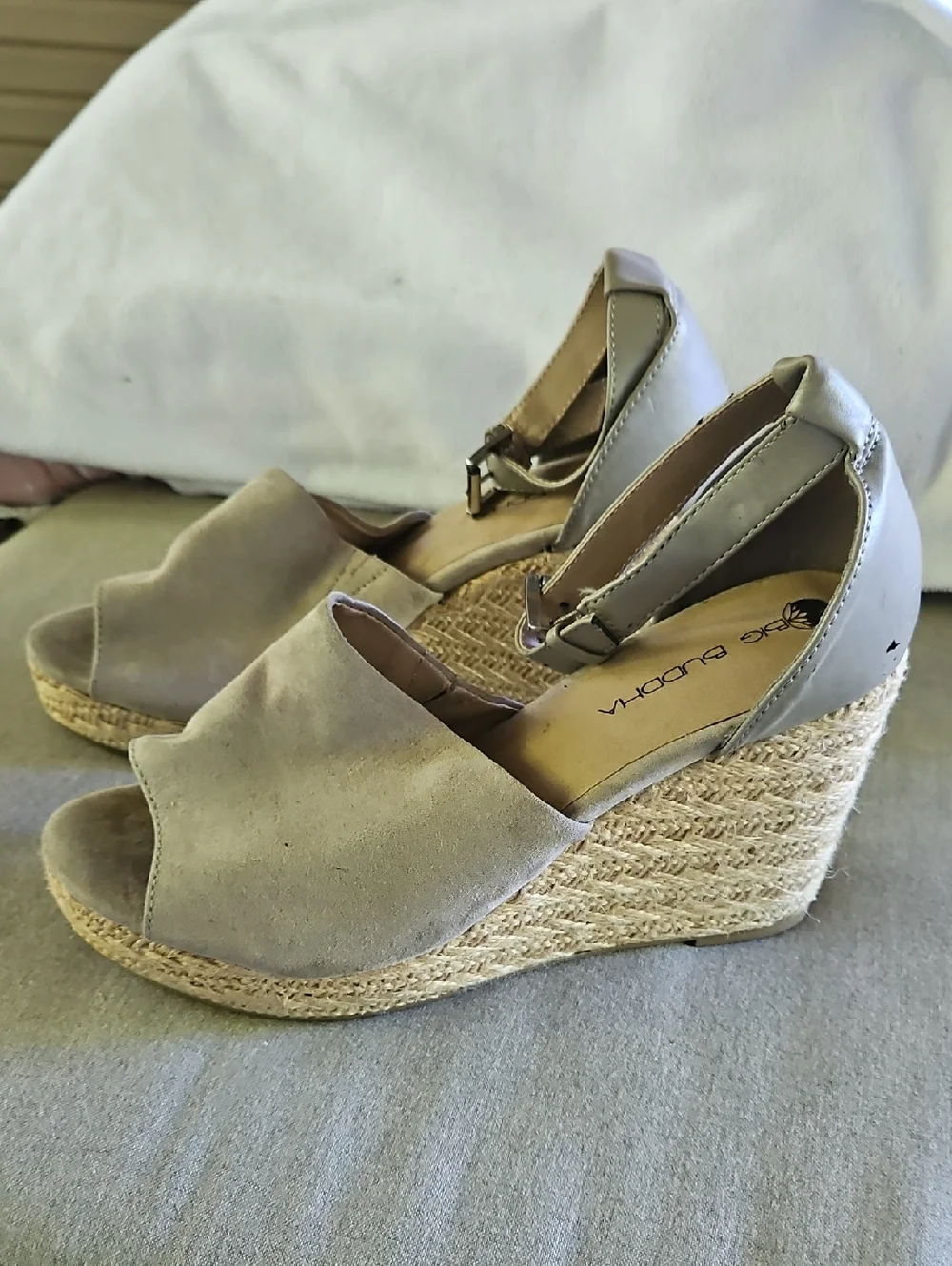Big Buddha Taupe Espadrille Wedge Sandals with Ankle Strap 11