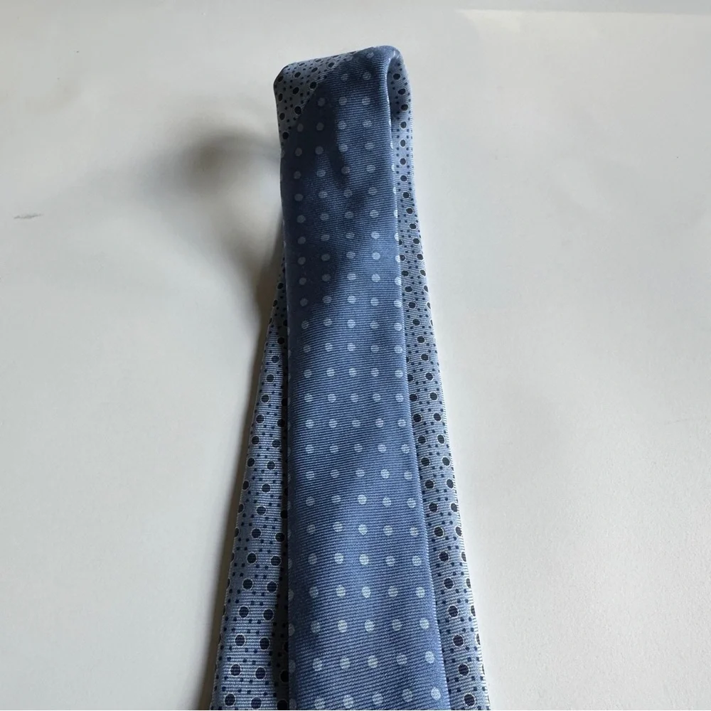 Tommy Hilfiger Light Blue and Navy  Patterned Silk Tie