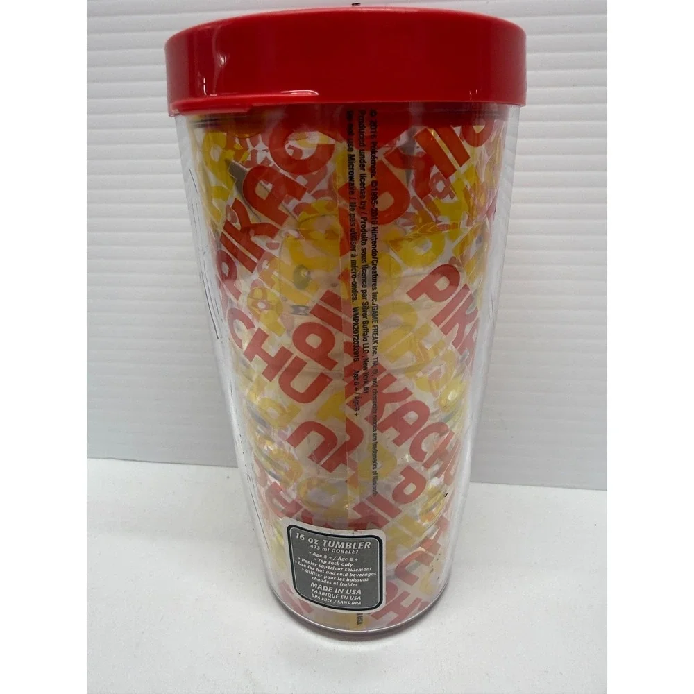 Pokémon Pikachu  Tumbler‎ 16oz with Lid 2016 Made In The USA NEW RARE FIND!