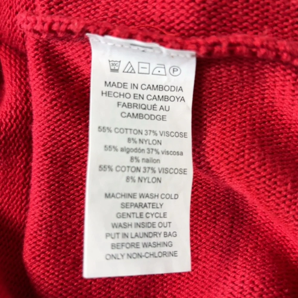 Michael Kors Red Tunic Sweater Gold Zipper Classic Preppy