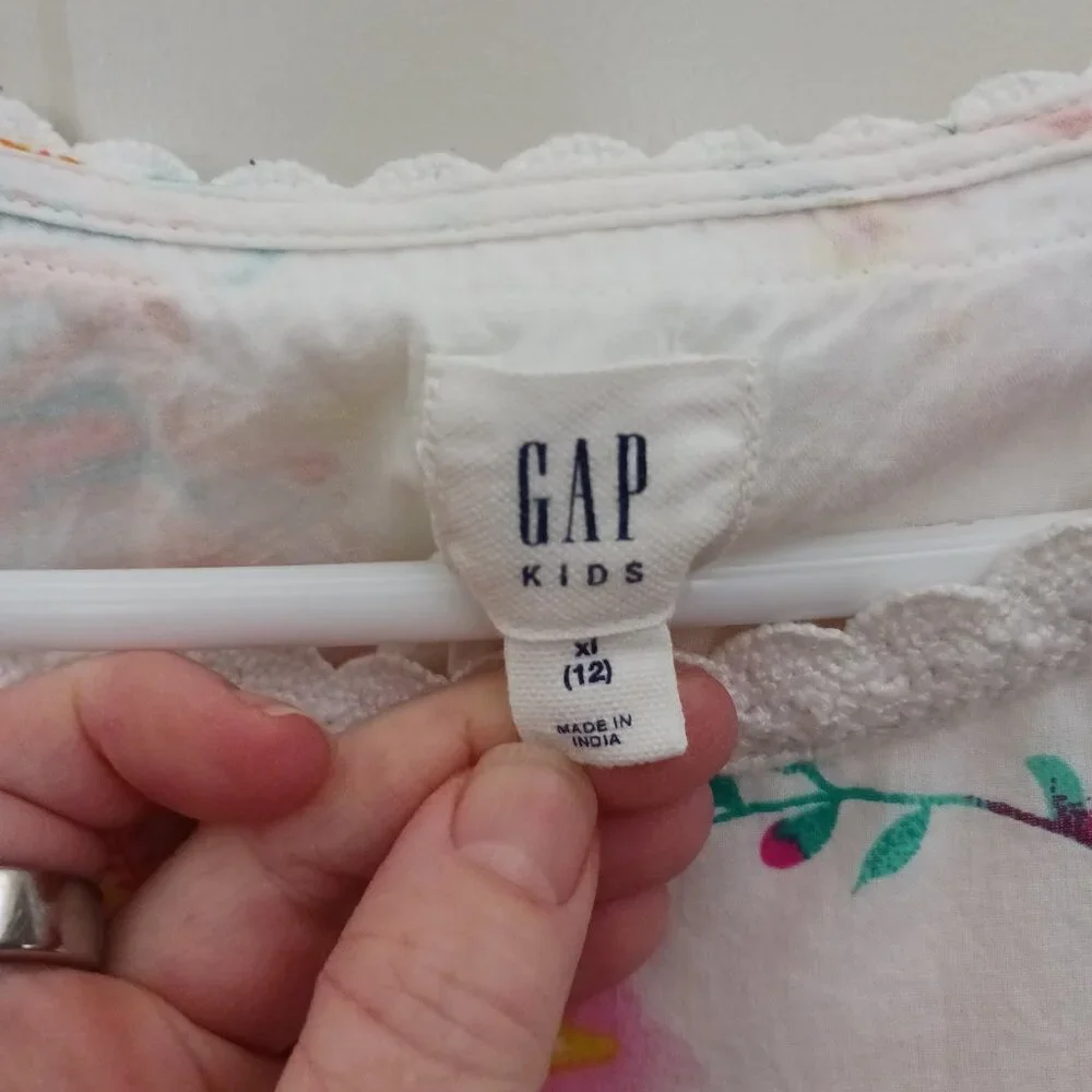 Girls Gap Size 12 Summer Floral Lined Tank Dress‎ White