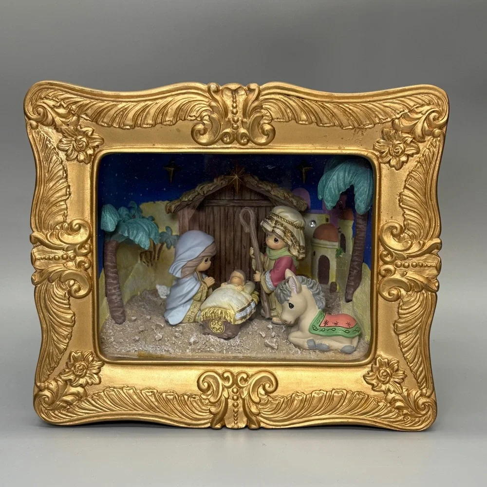 Precious Moments Nativity‎ Scene Shadow Music Box Framed 2013 O Holy Night