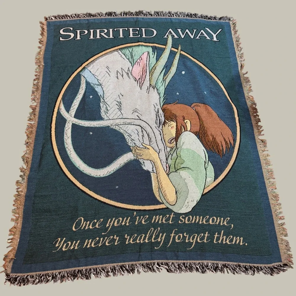 BoxLunch Studio Ghibli Spirited Away Haku Chihiro Tapestry Throw Blanket 50