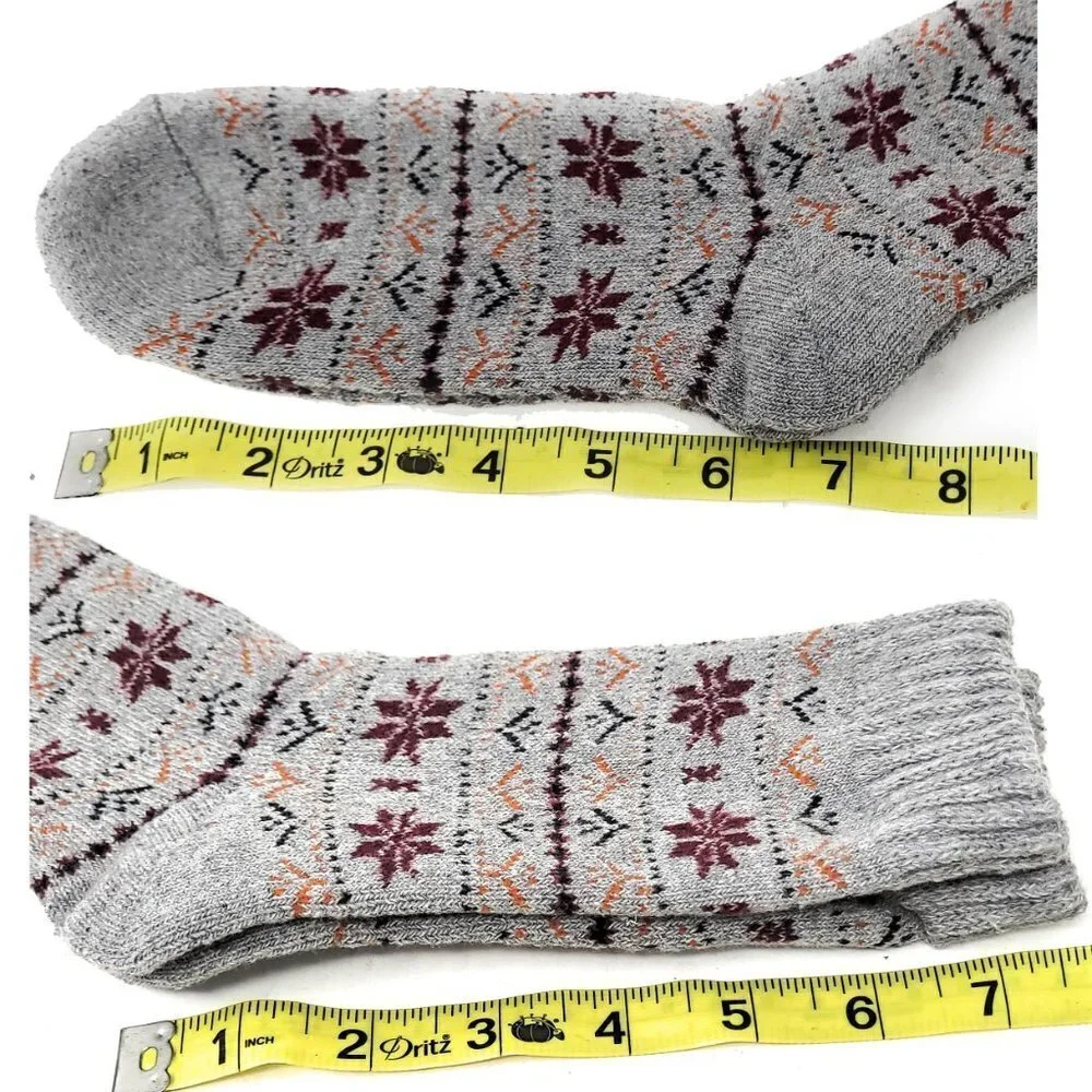 Women's Lamb Wool Socks, Warm Winter Boot Crew Socks, 3 Pairs. Hearts Print/NEW