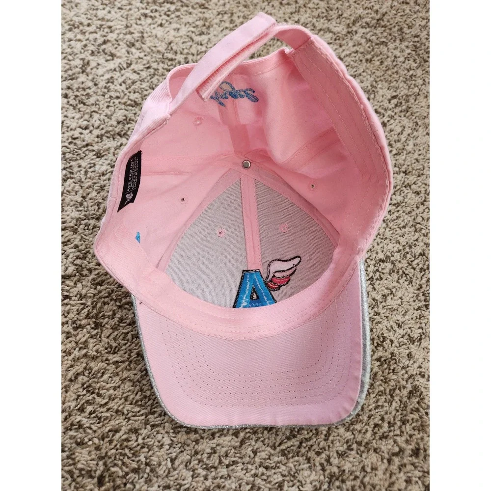 Ace Cap‎ Inc Pink Angel Baseball Hat Silver Glitter Brim Winged A Embroidered