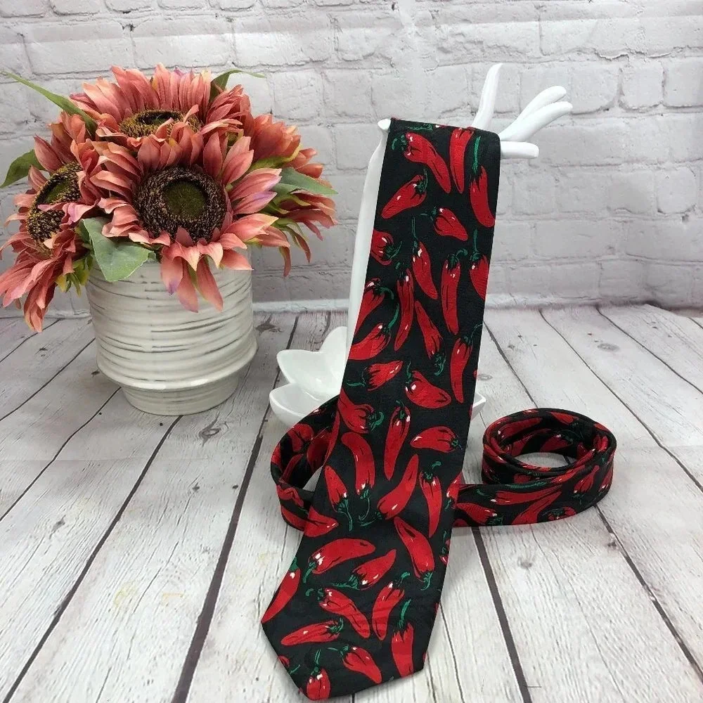 Steven harris hand made tie red chili peppers preppy business office