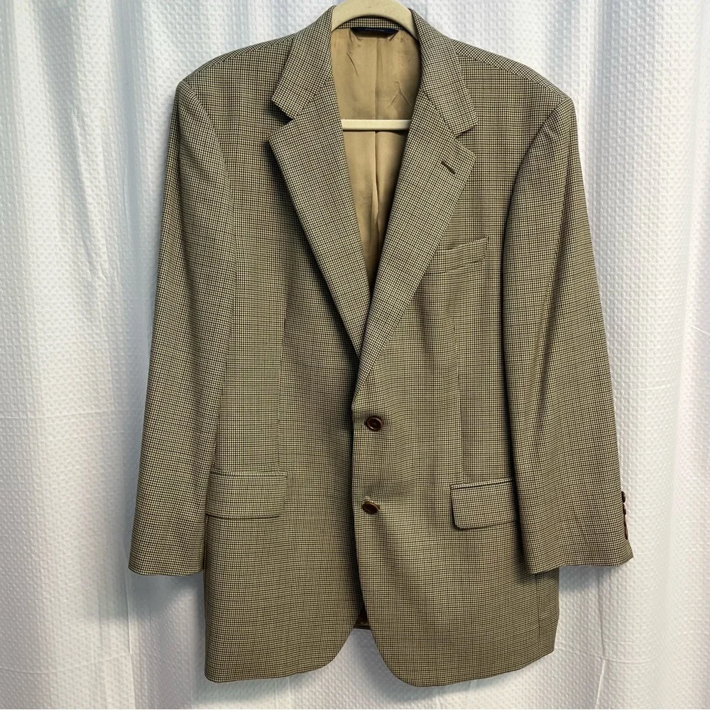Loro Piana Brooks Brothers 100% Wool Men's‎ Blazer in Black & beige Houndstooth