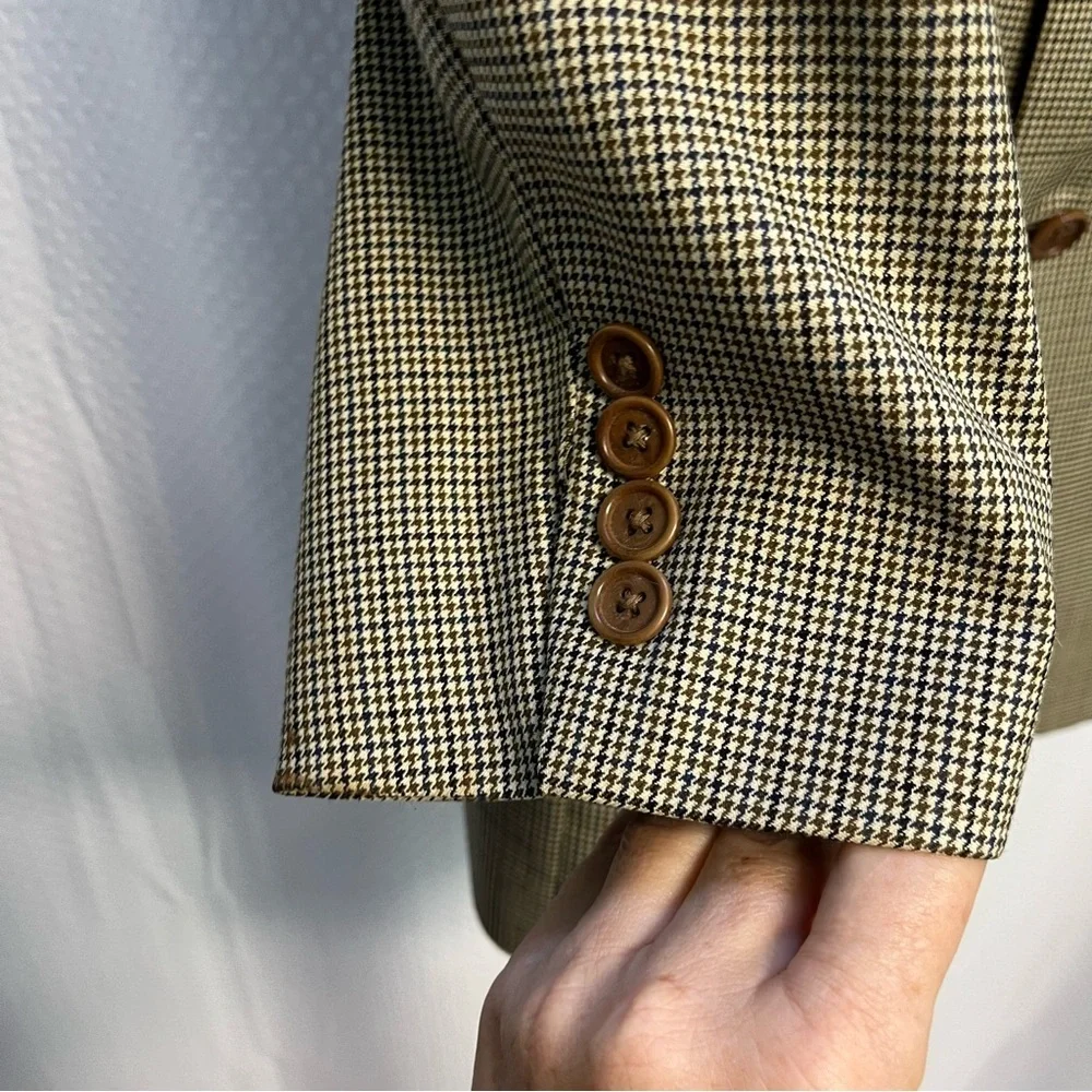 Loro Piana Brooks Brothers 100% Wool Men's‎ Blazer in Black & beige Houndstooth