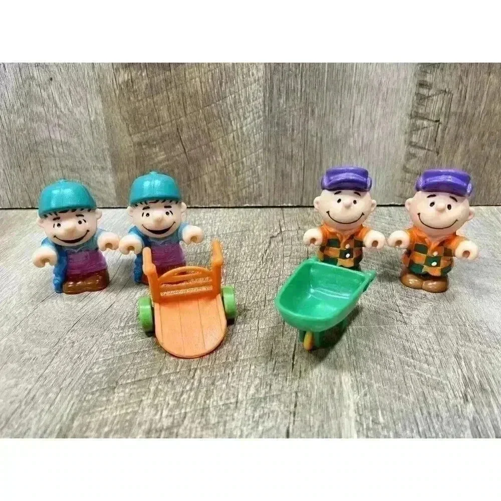 Vtg McDonalds Happy Toy 1989 Peanuts Charlie Brown & Linus Wheelbarrow Lot of 6