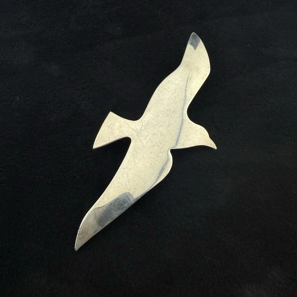 Vintage International Sterling Silver Seagull Bird Brooch Hidden Bale Pendant