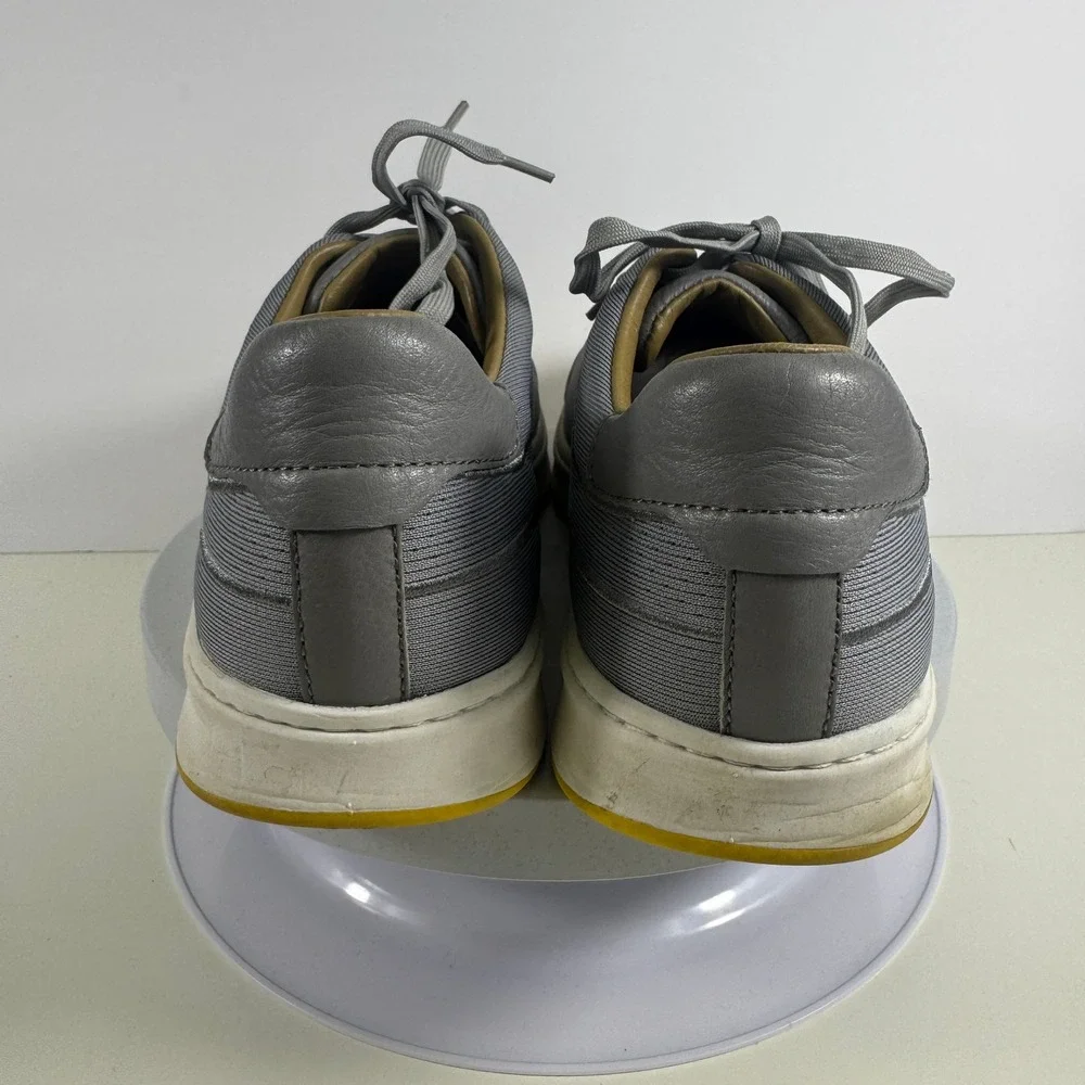 Johnston & Murphy Trufoam Mens Grey Knit Leather Trim Casual Sneakers Shoes 10.5