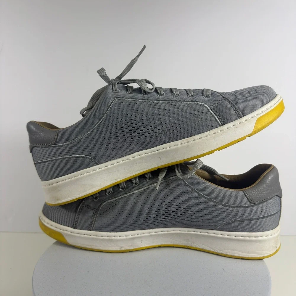 Johnston & Murphy Trufoam Mens Grey Knit Leather Trim Casual Sneakers Shoes 10.5