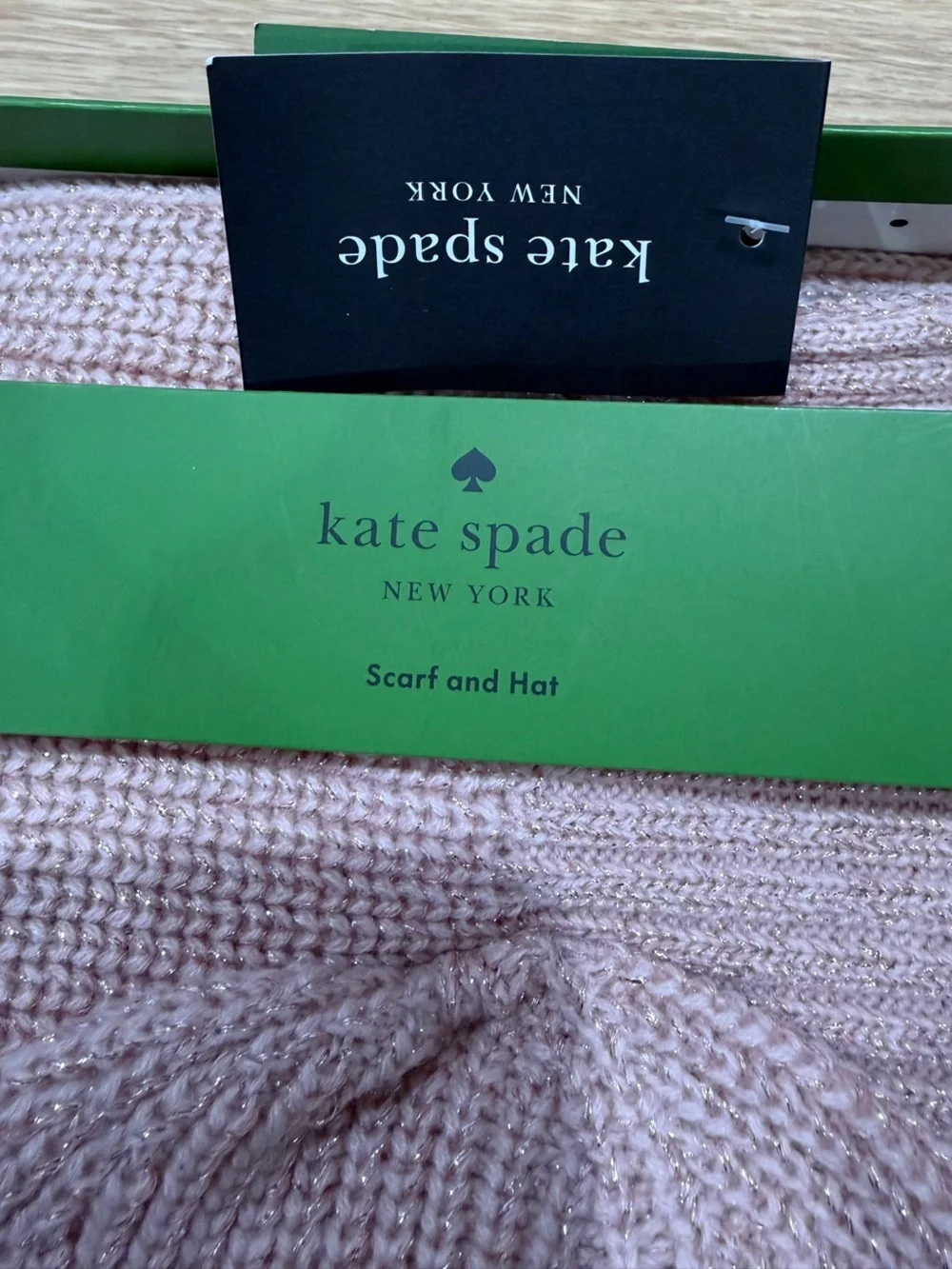Kate Spade English rose metallic rib scarf & hat set NIB