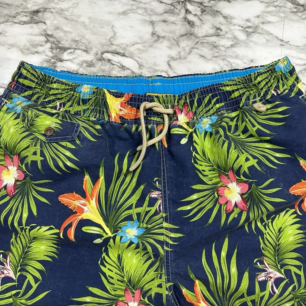 Polo Ralph Lauren Swimwear Trunks Shorts Mens Navy Blue Floral Size‎ XL