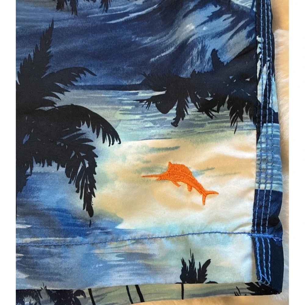 Tommy Bahama Relax Mens XXL Board Shorts Swim‎ Trunk Blue Hawaiian Tropical Palm
