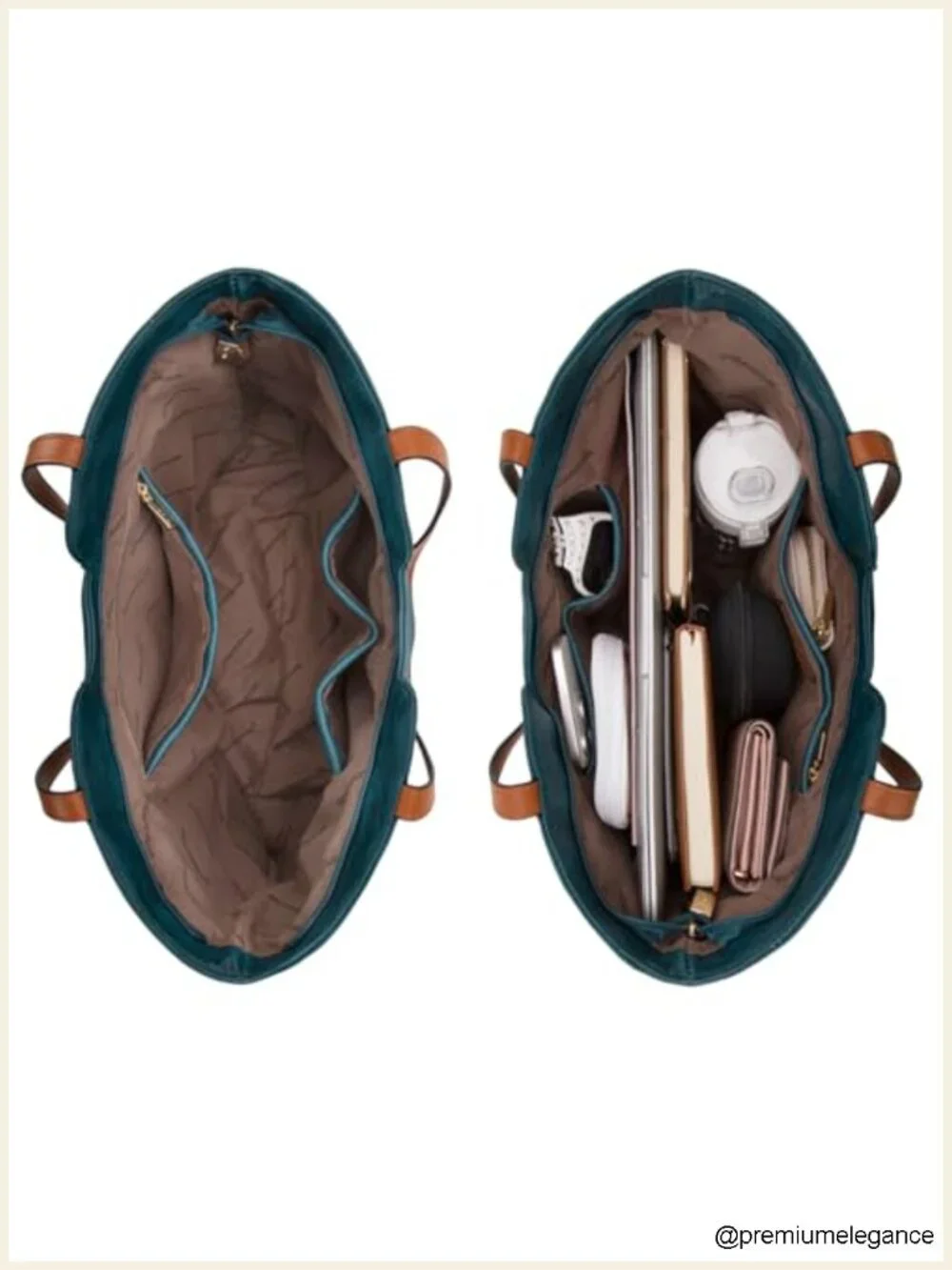 Tote Bag with Top Zipper and Braided Detailing Faux Leather