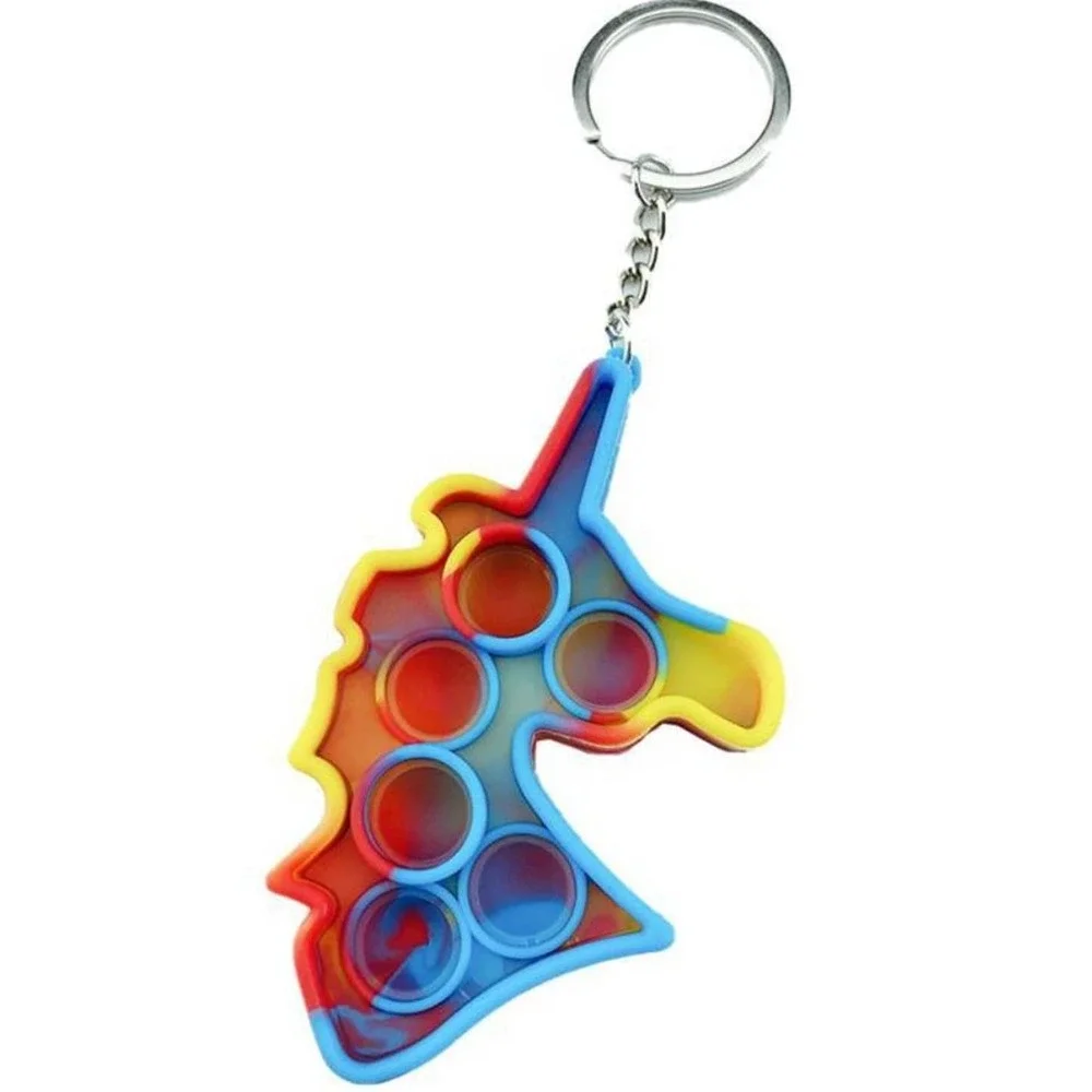 Red/Yellow/Blue Unicorn Push Pop Bubble Fidget Toy‎ Keychain/Bag tag***NWOT
