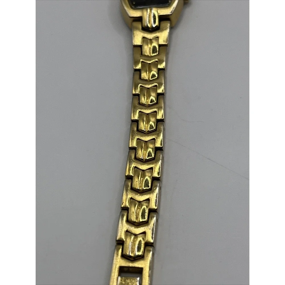 Beauvais‎ Diamond Women's Quartz Watch Gold Band Black Dial- New Battery