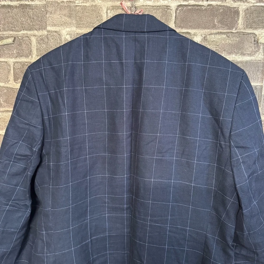 John Varvatos Bedford jacket blazer navy blue linen blend 2 button closure