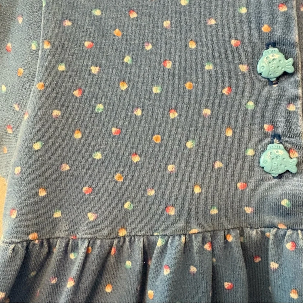 Carter's vintage blue fish button and patch dress size 5