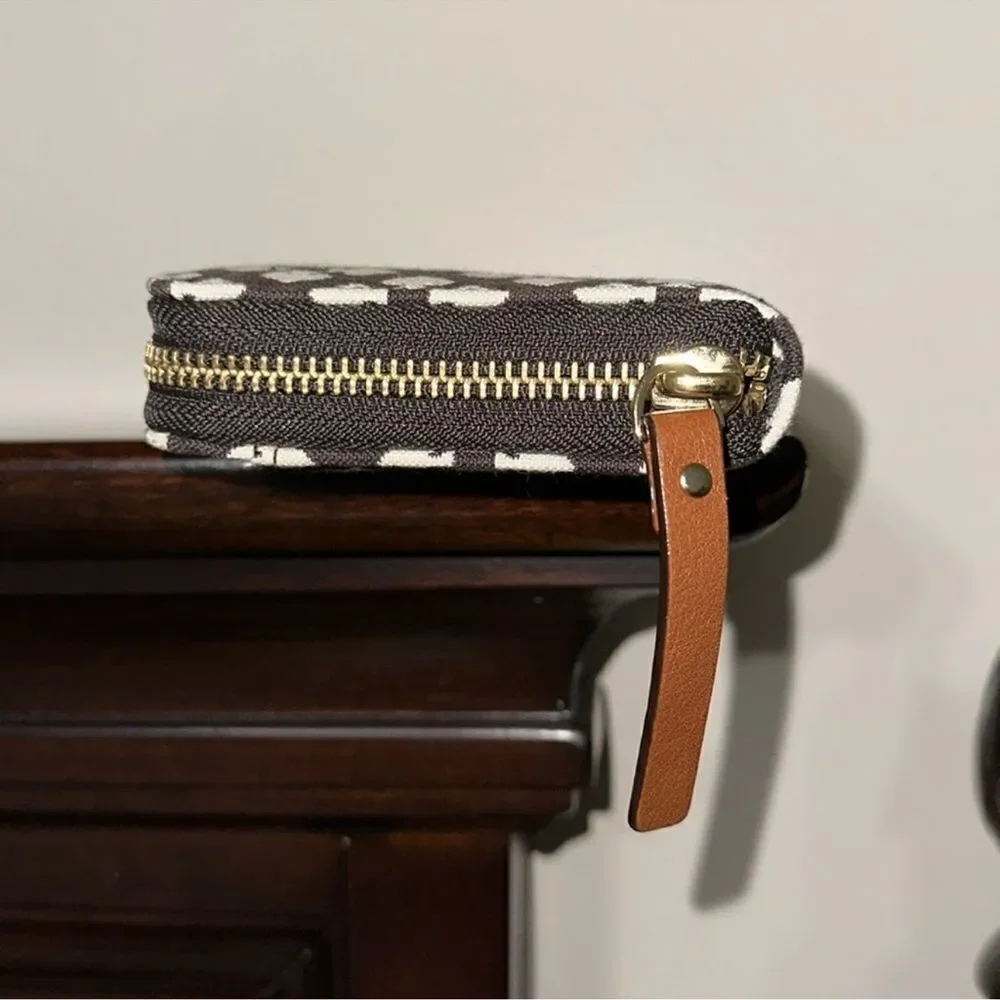 kate spade Brown Ivory Spade Print Red Brown Stripe Wallet