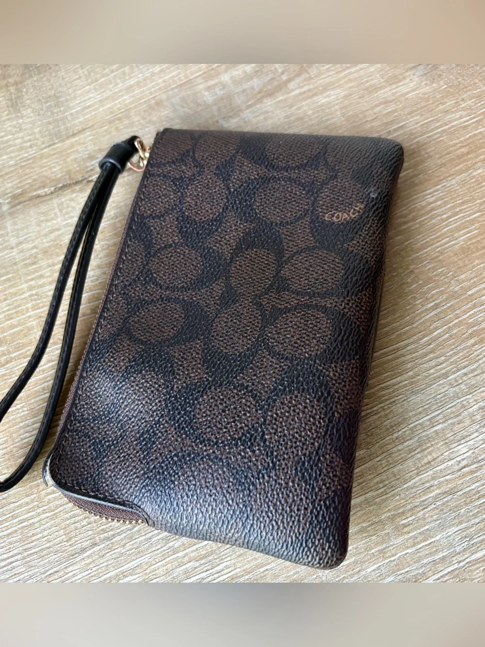 Coach Corner Zip Wristlet in Signature Canvas