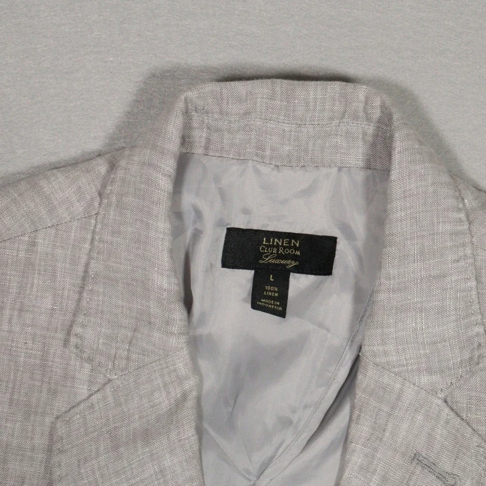 Club Room Blazer Sport Coat Luxury Lightweight Breathable Grey Linen L 42-44R