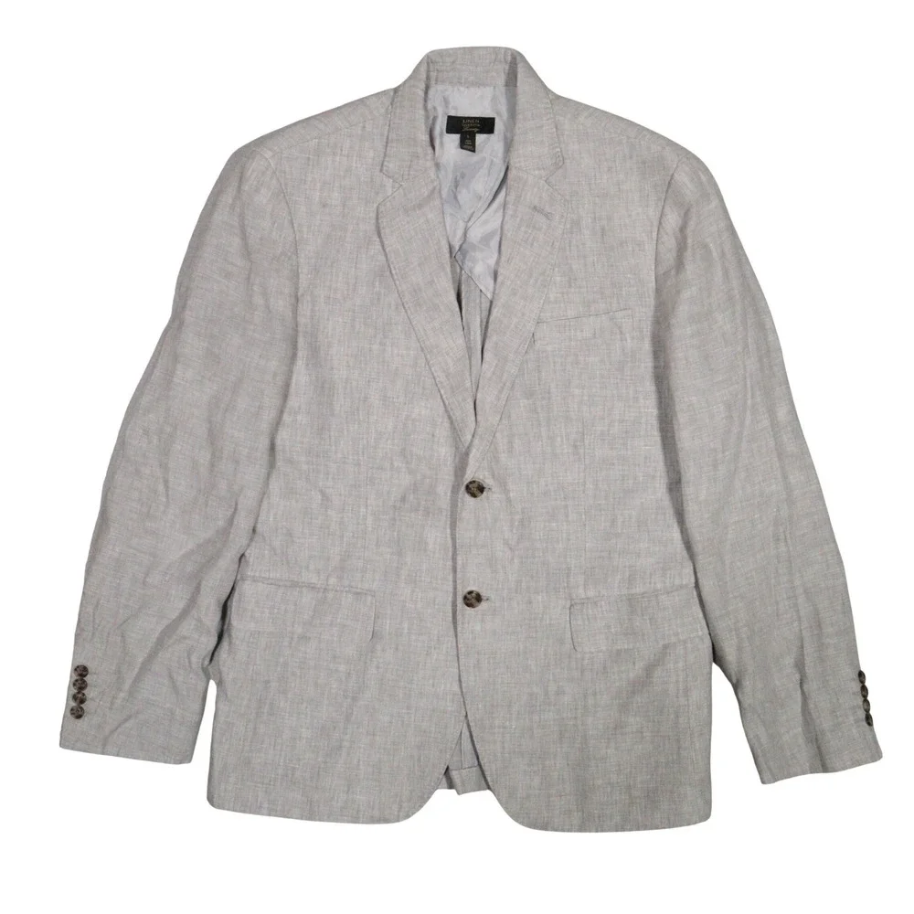 Club Room Blazer Sport Coat Luxury Lightweight Breathable Grey Linen L 42-44R