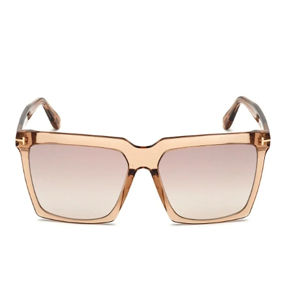 Tom‎ Ford FT0763 57G Maxim Square Sunglasses Champagne Brown Gradient Womens