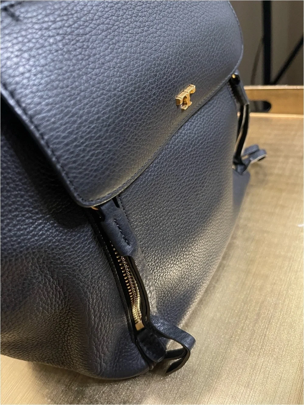 Tory Burch Black Pebbled Leather Satchel Handbag