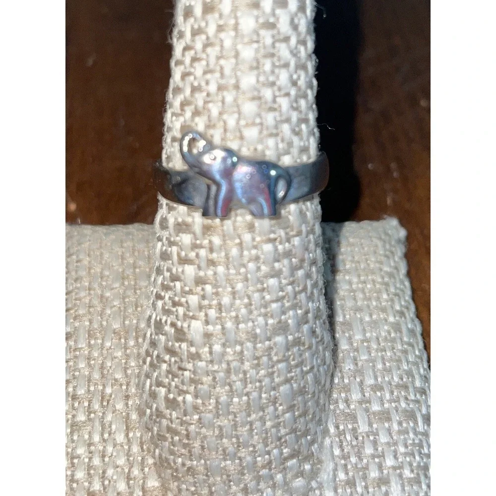 Sterling Silver Elephant Trunk Up Ring Band‎ 925 Size 8