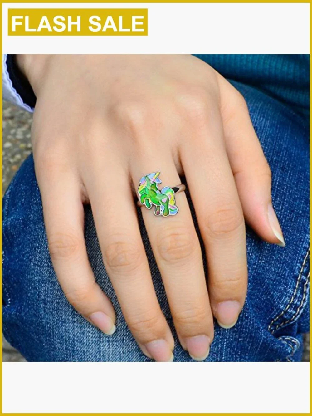 Adjustable Unicorn Mood Ring Color Changing Jewelry for Girls