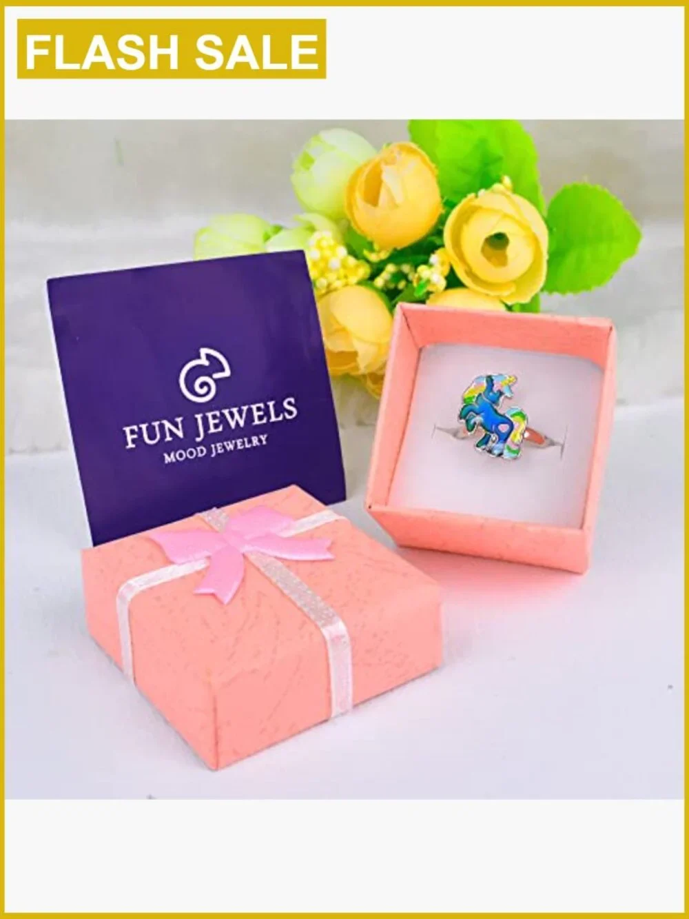 Adjustable Unicorn Mood Ring Color Changing Jewelry for Girls