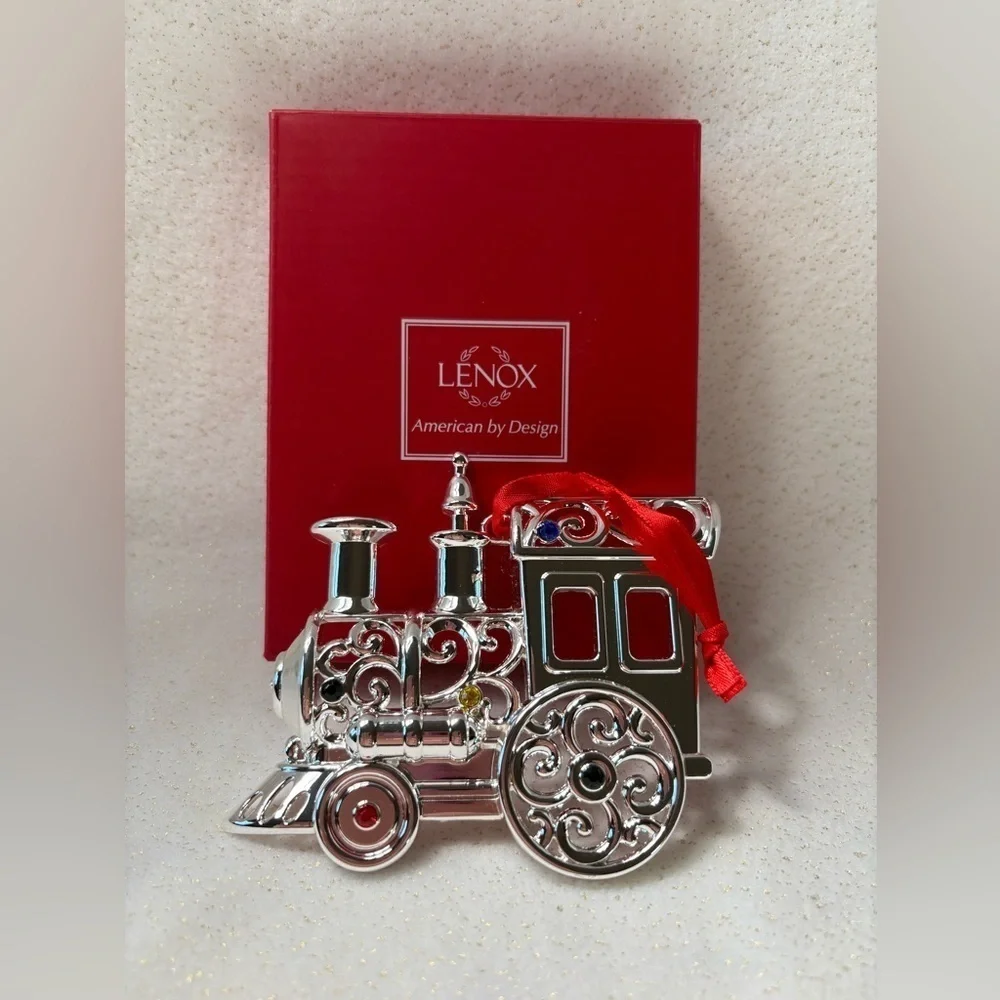 Lenox Sparkle and Scroll Multi-Crystal Christmas Train Ornament