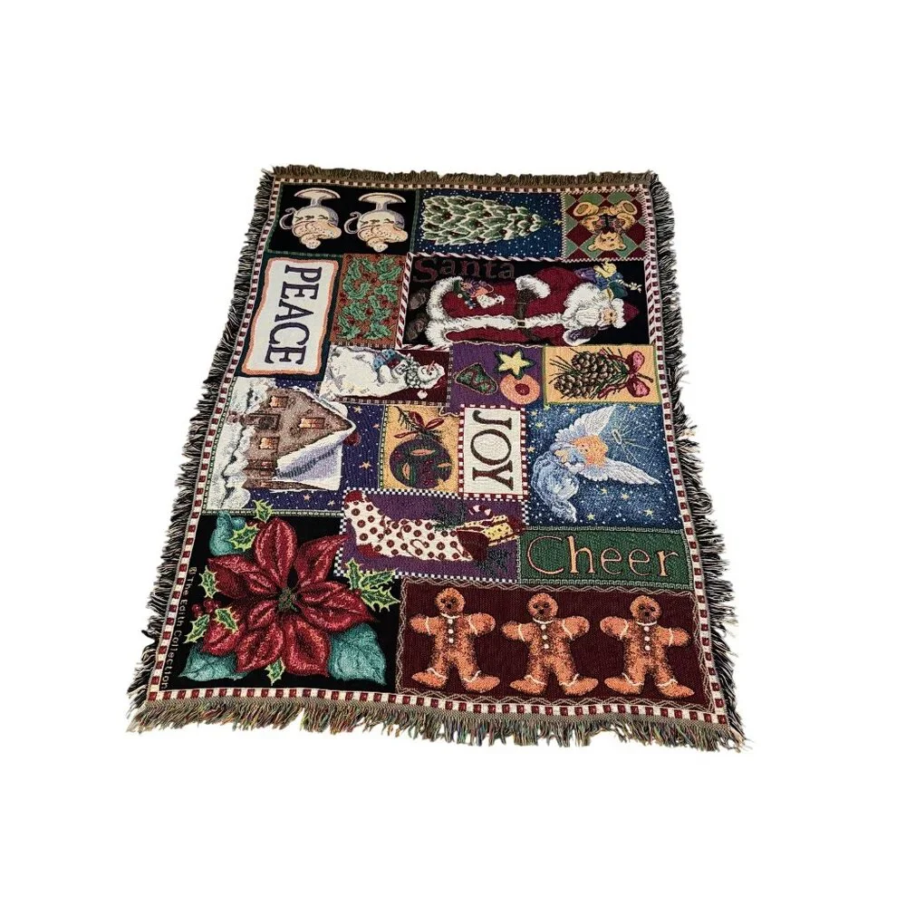 Goodwin Weavers Edith Collection Christmas Tapestry Throw Blanket 44” x 57”‎