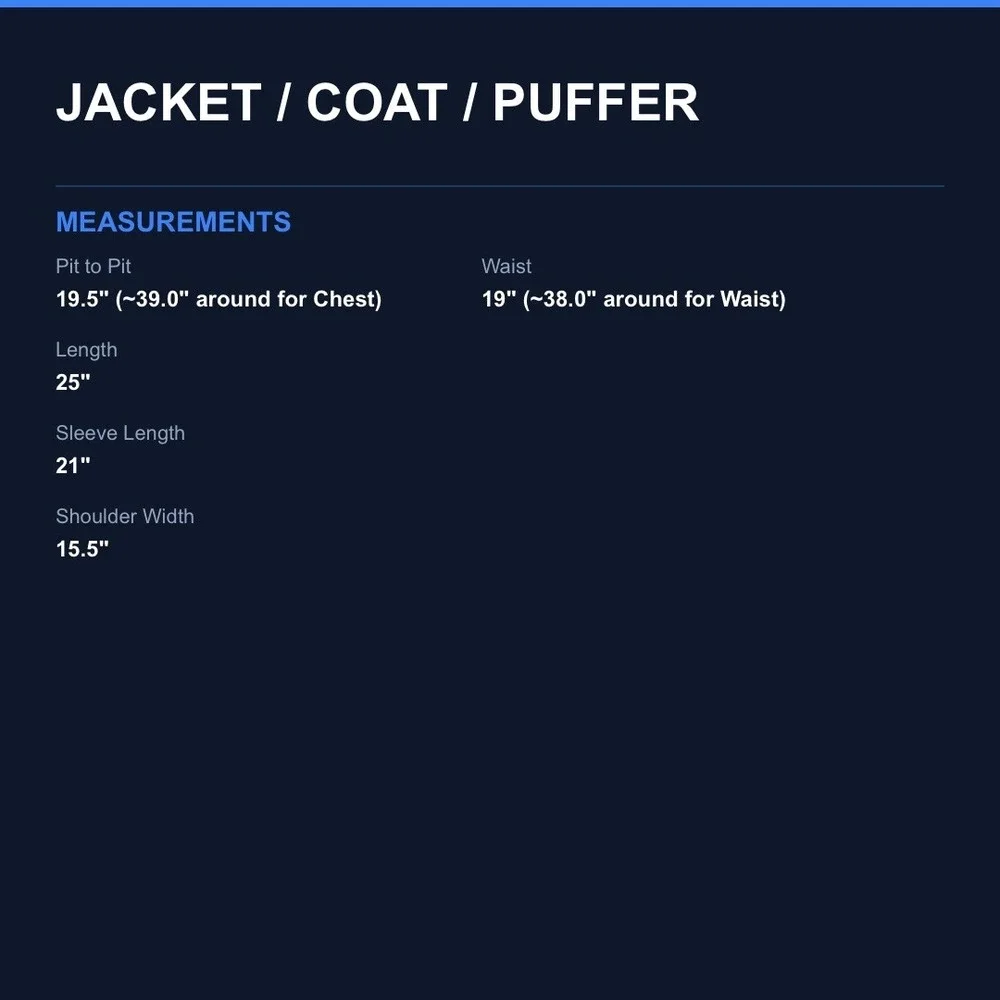 The North Face measurements pit