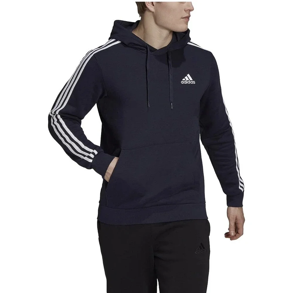 adidas Essentials Fleece 3-Stripes Hoodie Ink Navy Blue‎ Men's Size Medium
