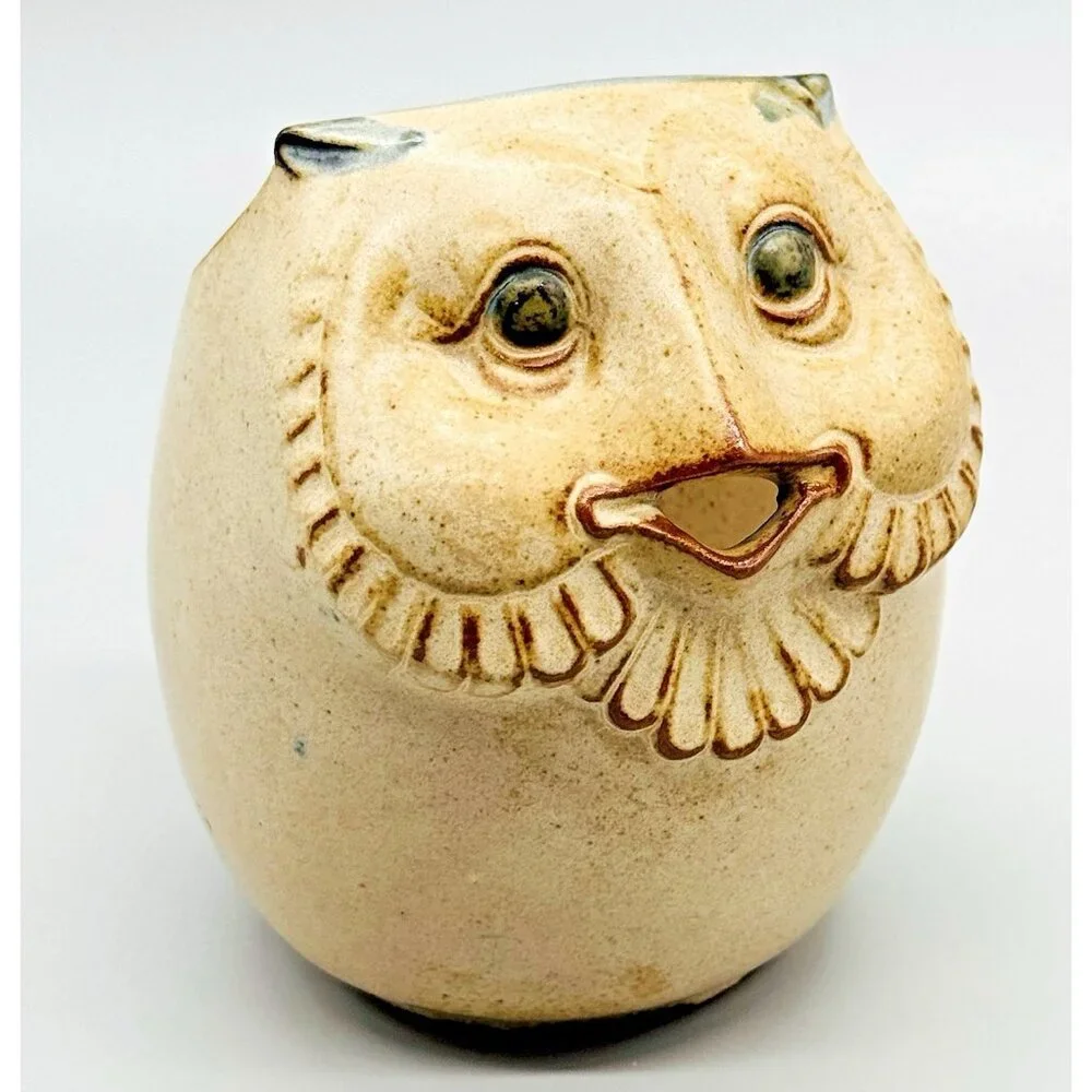 Japan Stoneware Owl Creamer Pitcher UCTCI 4.5 inch‎ Stoneware Vintage 1960s