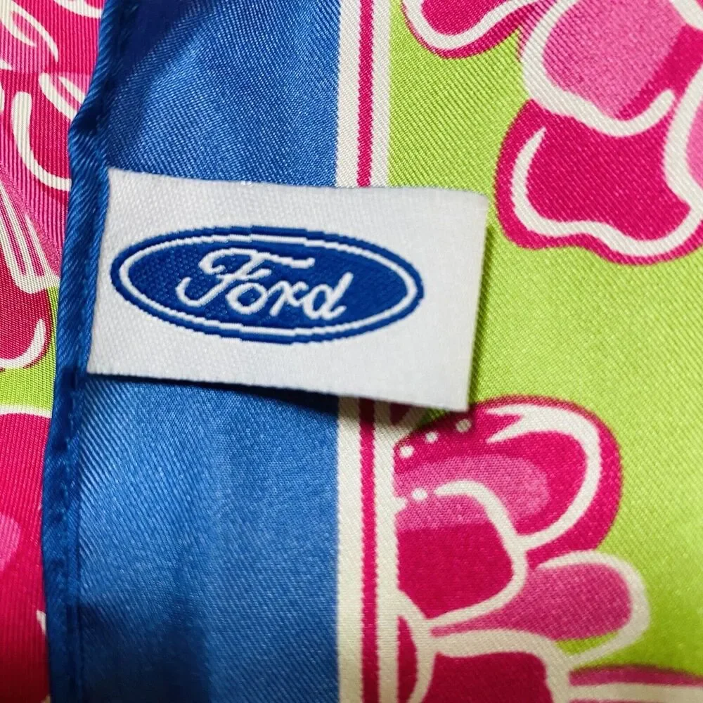 Lilly Pulitzer & Ford 2005 100% Silk Multi Floral Scarf Breast Cancer Awareness