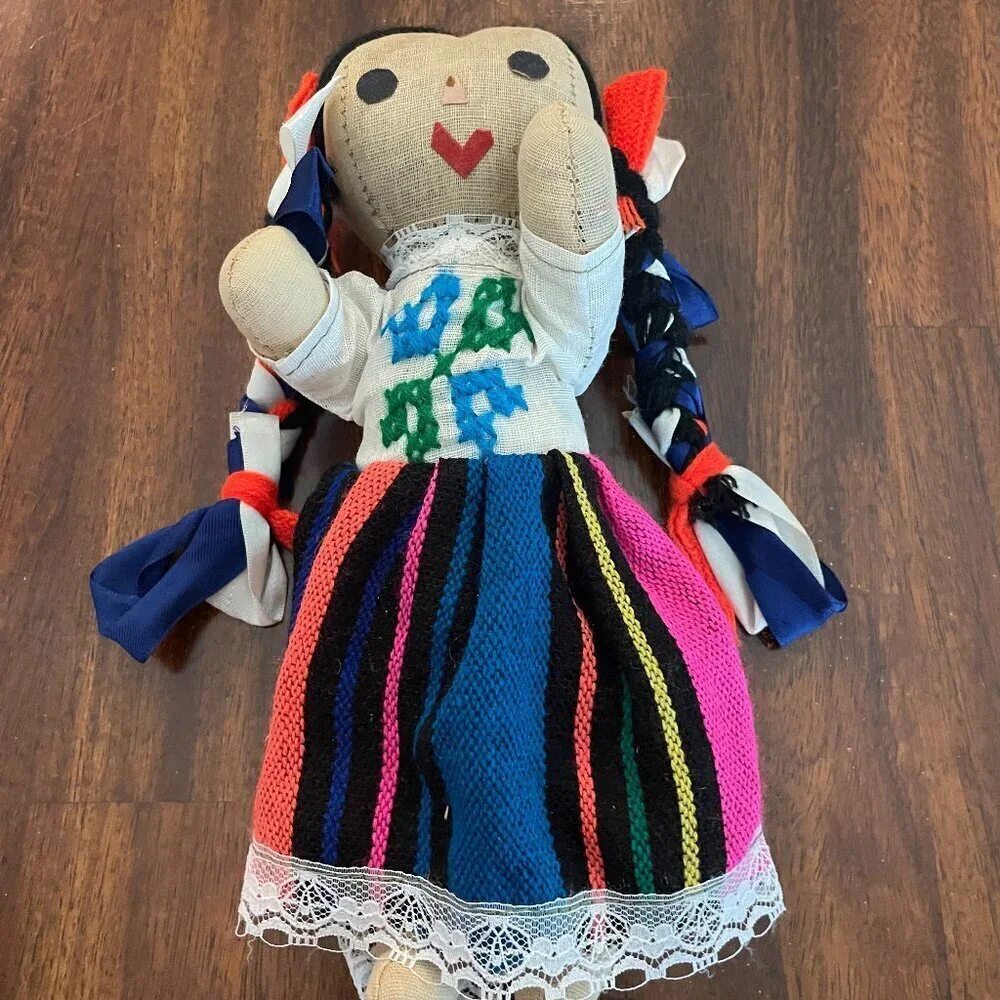 Handmade Mexican Folk Art Cloth Fabric Rag Doll 10