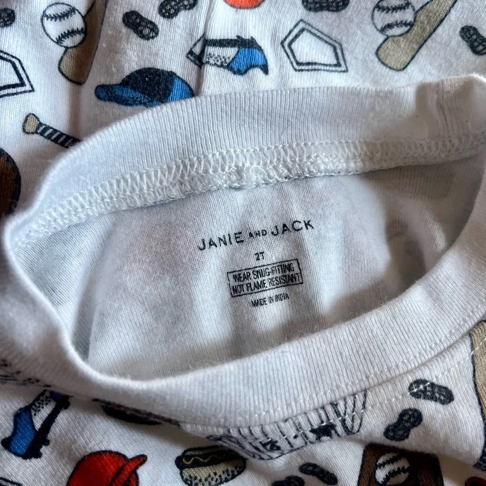 Janie and Jack Boys 2T Short Sleeve Pajama Set with Baseball Pattern