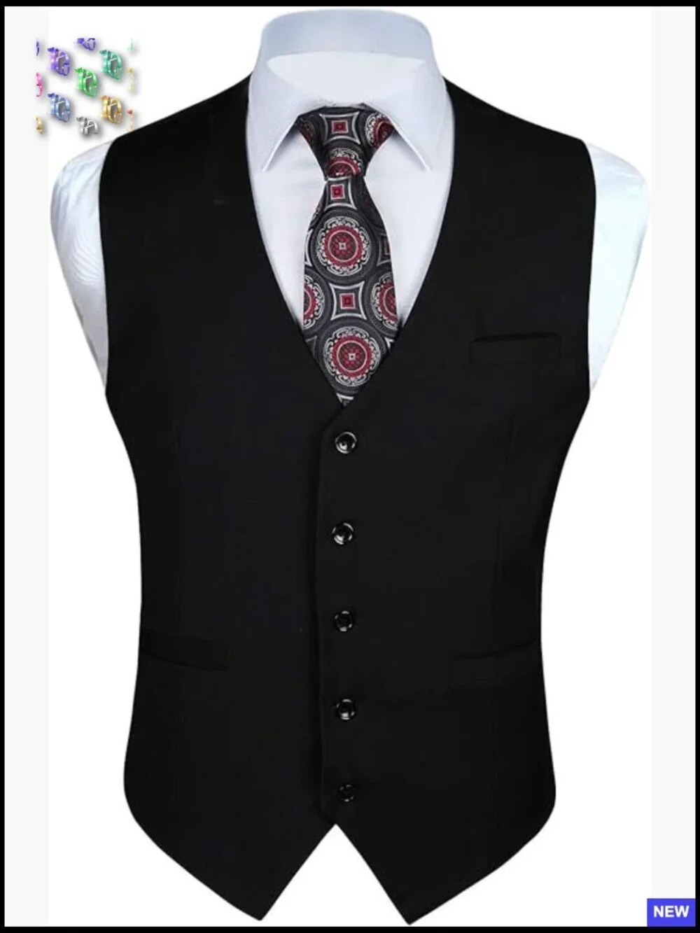 Classic Fit Men's Suit Vest Formal Business Waistcoat V-Neck Adjustable Back
