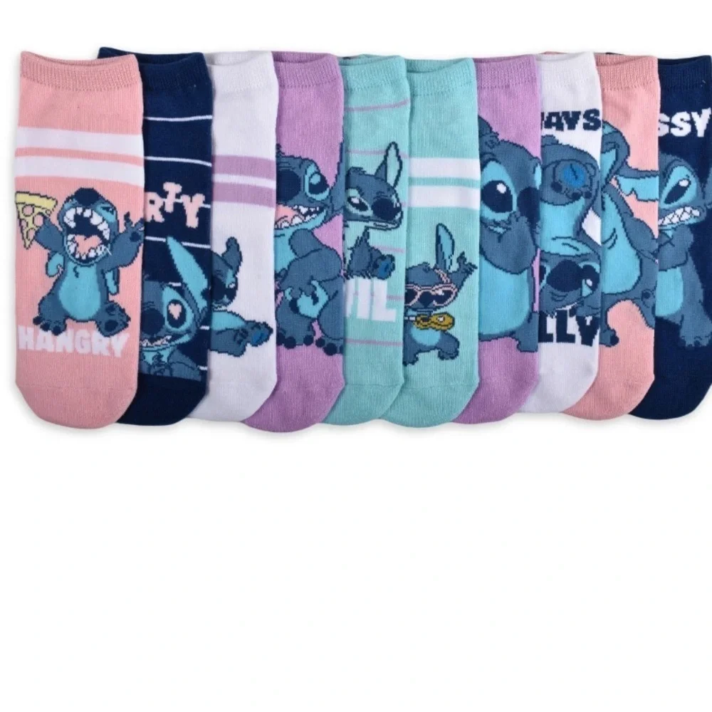 Disney Stitch Women’s STITCH MOODS Low Cut Socks, 10-Pack