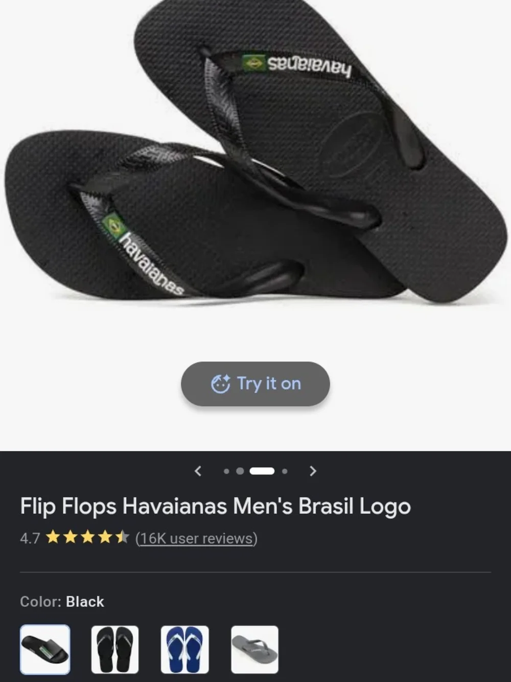 Havaianas Men's Brasil Logo Flip-Flops in Black with Green Accent