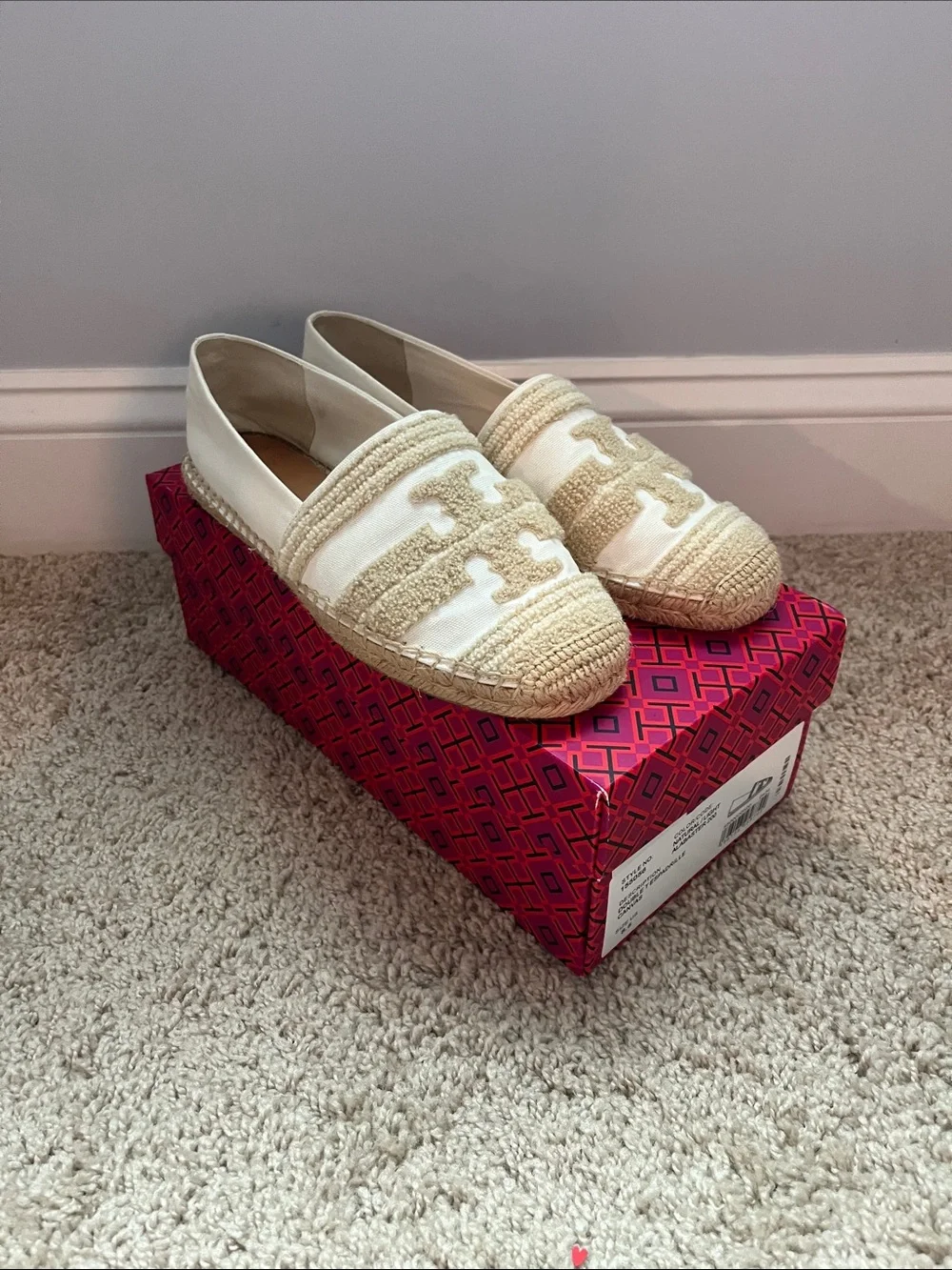 Tory Burch Cream Woven Espadrille Loafers