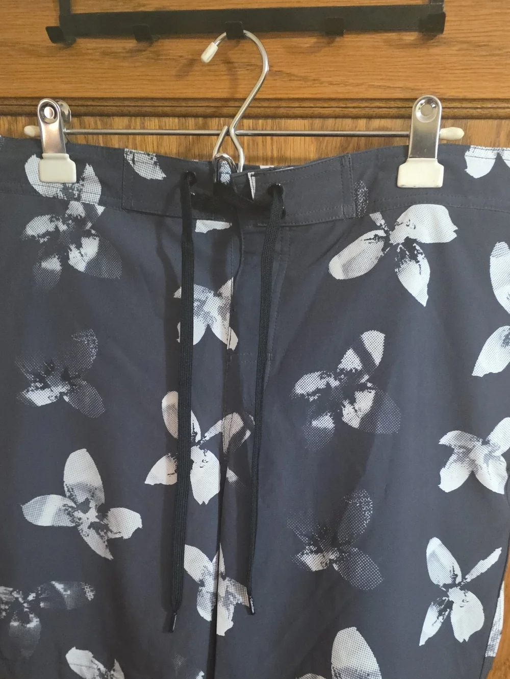 Calvin Klein Navy and White Floral Swim Trunks